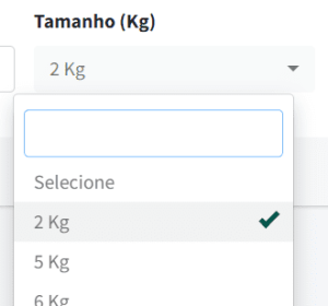 Exemplo de lista de tamanho de extintores.